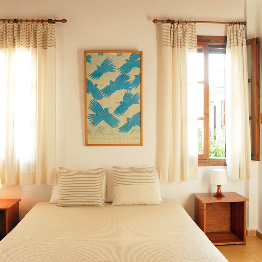 Maisonette no3: The spacious master bedroom with double bed and AC.